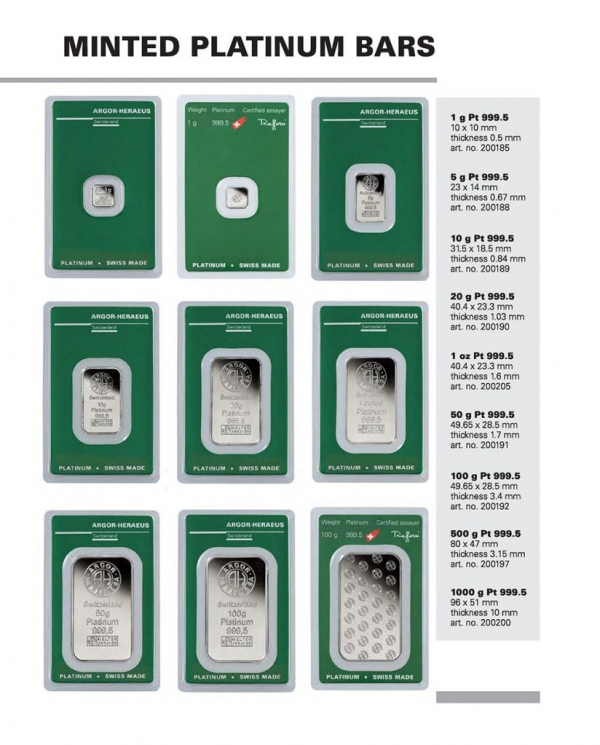MINTED PLATINUM BARS